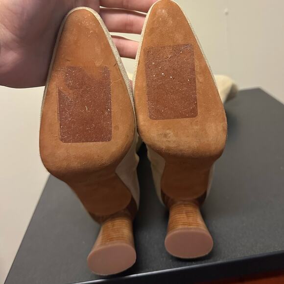 Vince Women's Highland Knee High Boots Dune Suede Beige Size 5 Heeled Leather - Picture 10 of 11